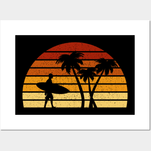 Vintage Sunset Surfing Gift For Surfers Posters and Art